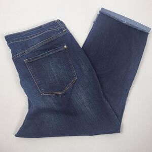 Nine West Chrystie Capri Womens Jeans blue‎ size 16 Dark Wash Stretch Raw Hem